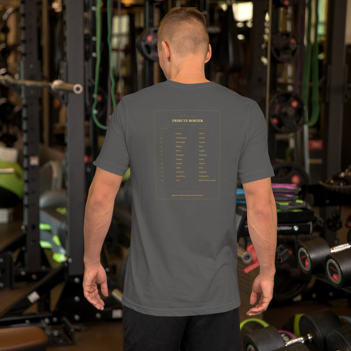 Ai Games Unisex t-shirt funny AI meme tee, Asphalt, back design - Tribute Roster graphic, funny AI gaming meme