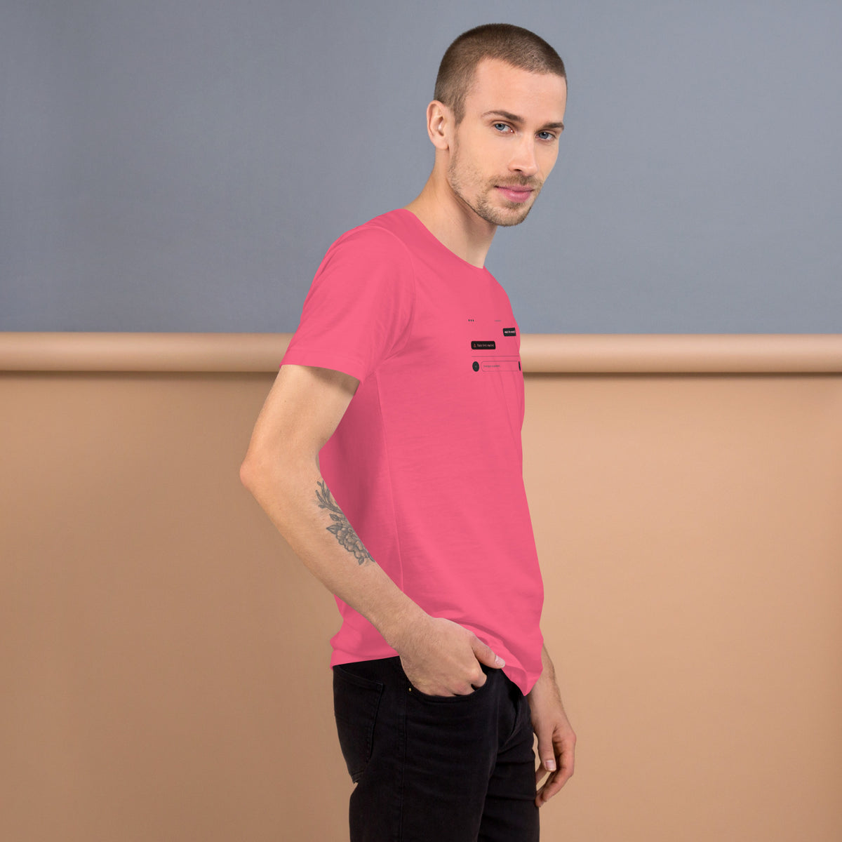 Ai Rate Limit Reached Unisex t-shirt funny AI tee for developers, Charity Pink, right side view