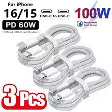 3PCS USB C Cable to USB C 100W Fast Charging Charger iphone 15 16