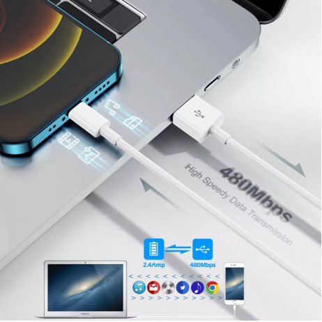 2M 6.6FT TPE USB A To Lightning Charging Cable Cord for iPhone 14 13 12 11Pro