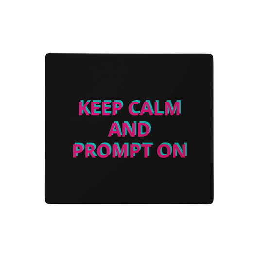 "Keep Calm and Prompt On" AI gaming mouse pad, 18x16 in