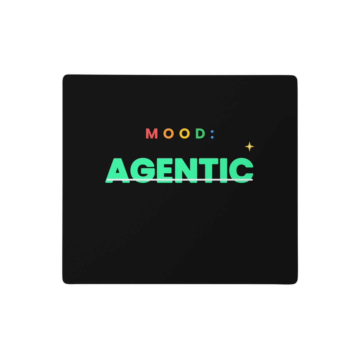 "Mood: Agentic" bold typography gaming mouse pad, 18x16 in