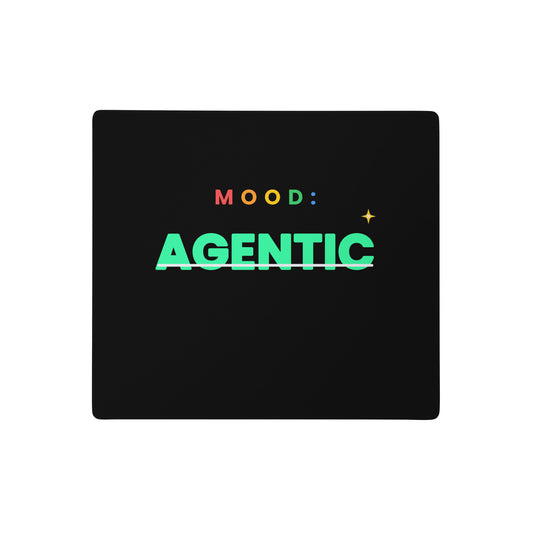 "Mood: Agentic" bold typography gaming mouse pad, 18x16 in