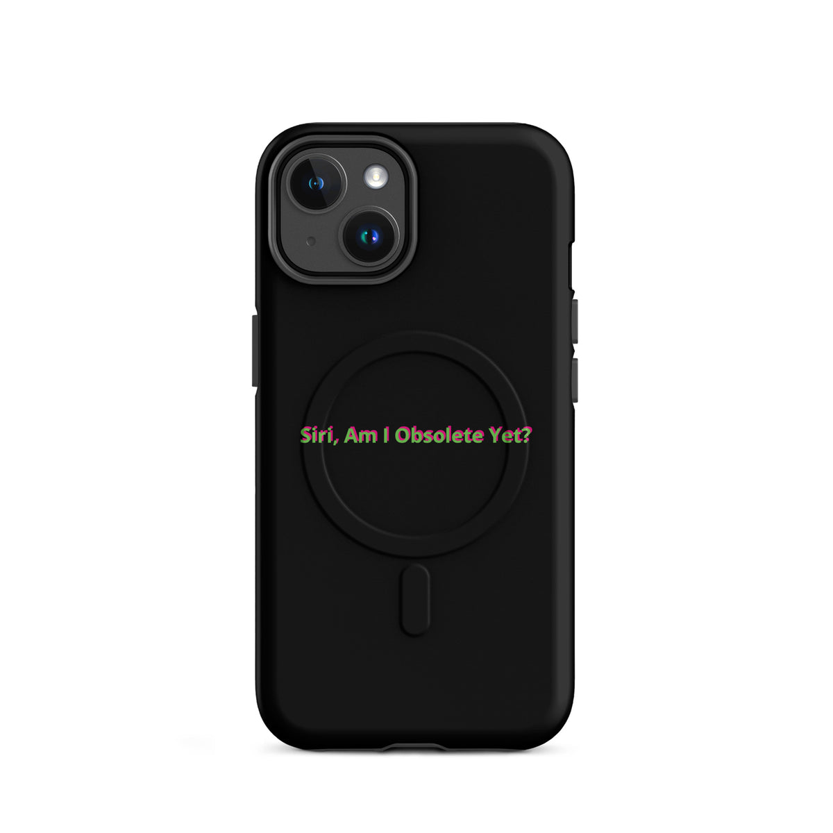 'Siri, Am I Obsolete Yet?' funny AI MagSafe tough phone case, iPhone 14