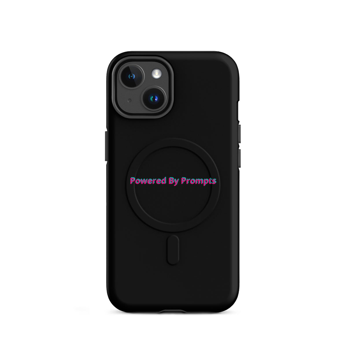 'Powered By Prompts' funny AI MagSafe tough phone case, iPhone 14