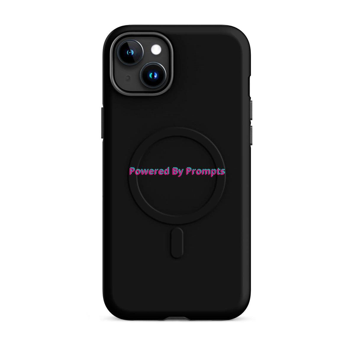'Powered By Prompts' AI humor MagSafe tough case, iPhone 15 Plus