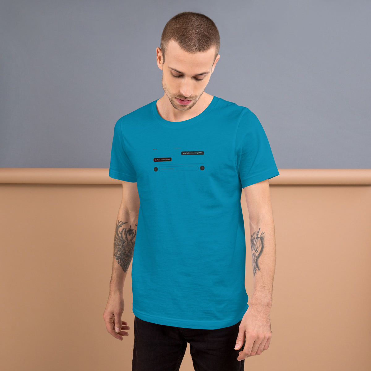 Ai Rate Limit Reached Unisex t-shirt funny AI tee for developers, Aqua, front view