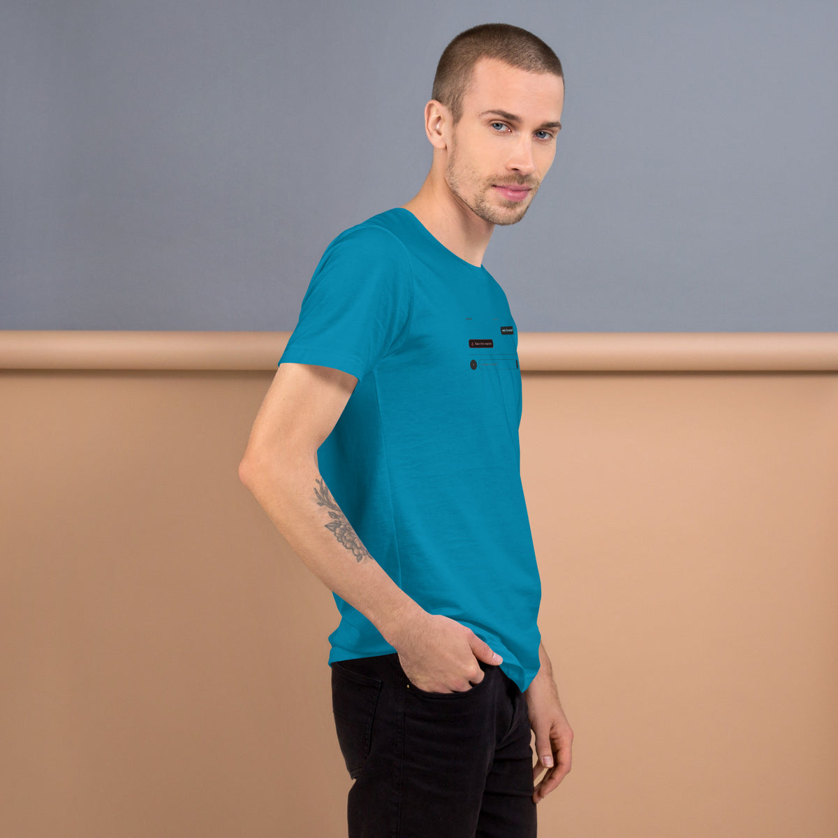 Ai Rate Limit Reached Unisex t-shirt funny AI tee for developers, Aqua, right side view