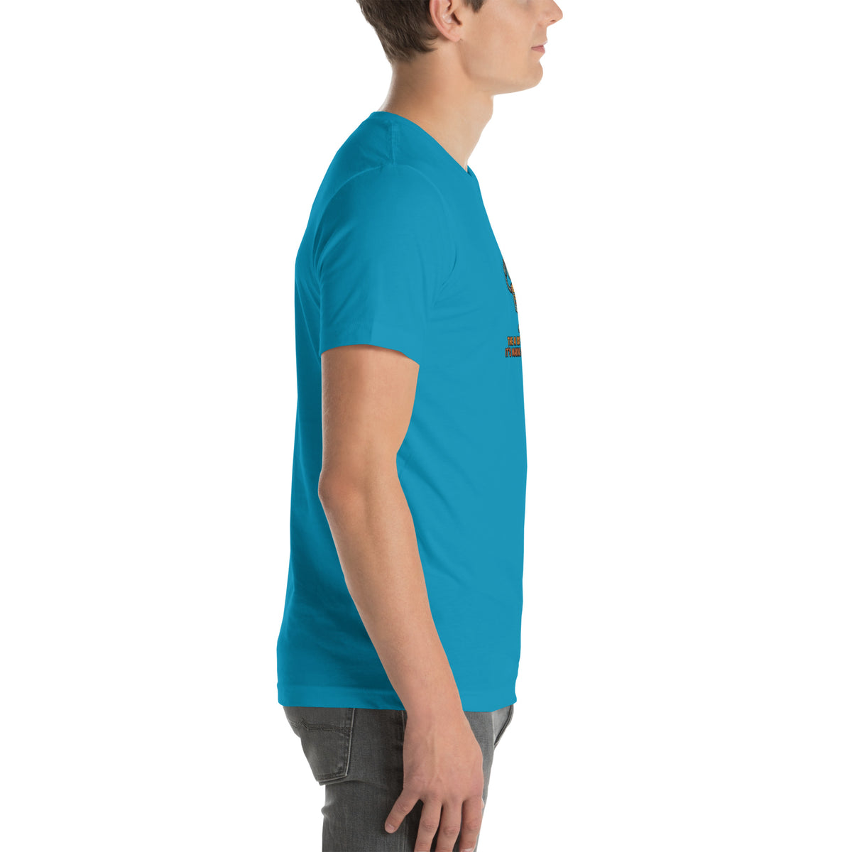 Ai Isn't Replacing Me Unisex t-shirt funny AI anxiety tee, Aqua, right side view