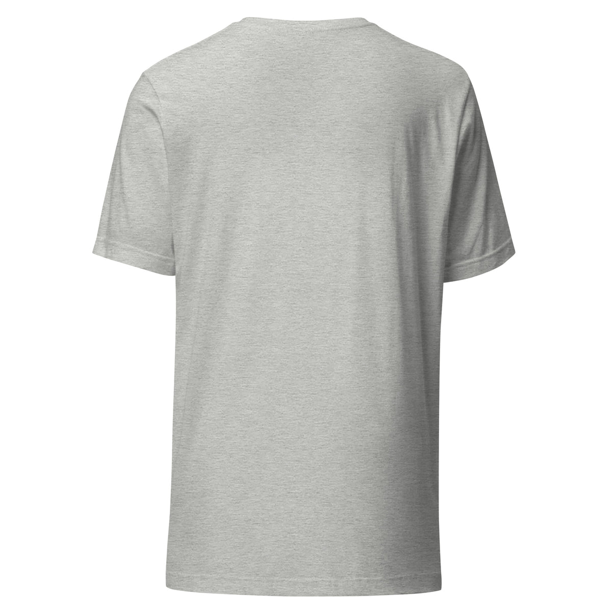 Santa's Little Agents Christmas AI tee, athletic heather, back view