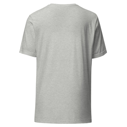 Santa's Little Agents Christmas AI tee, athletic heather, back view