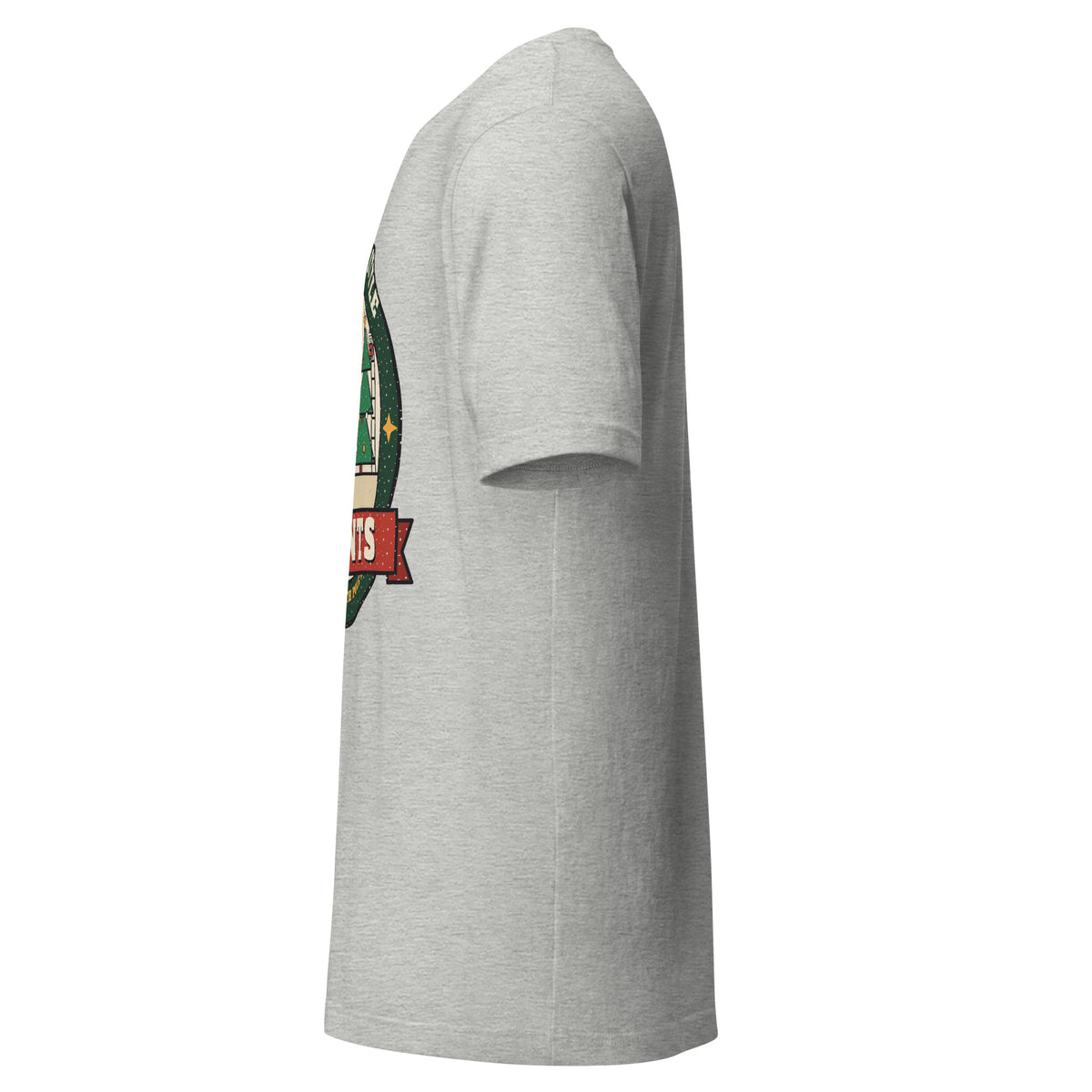 Santa's Little Agents Christmas AI tee, athletic heather, left side view