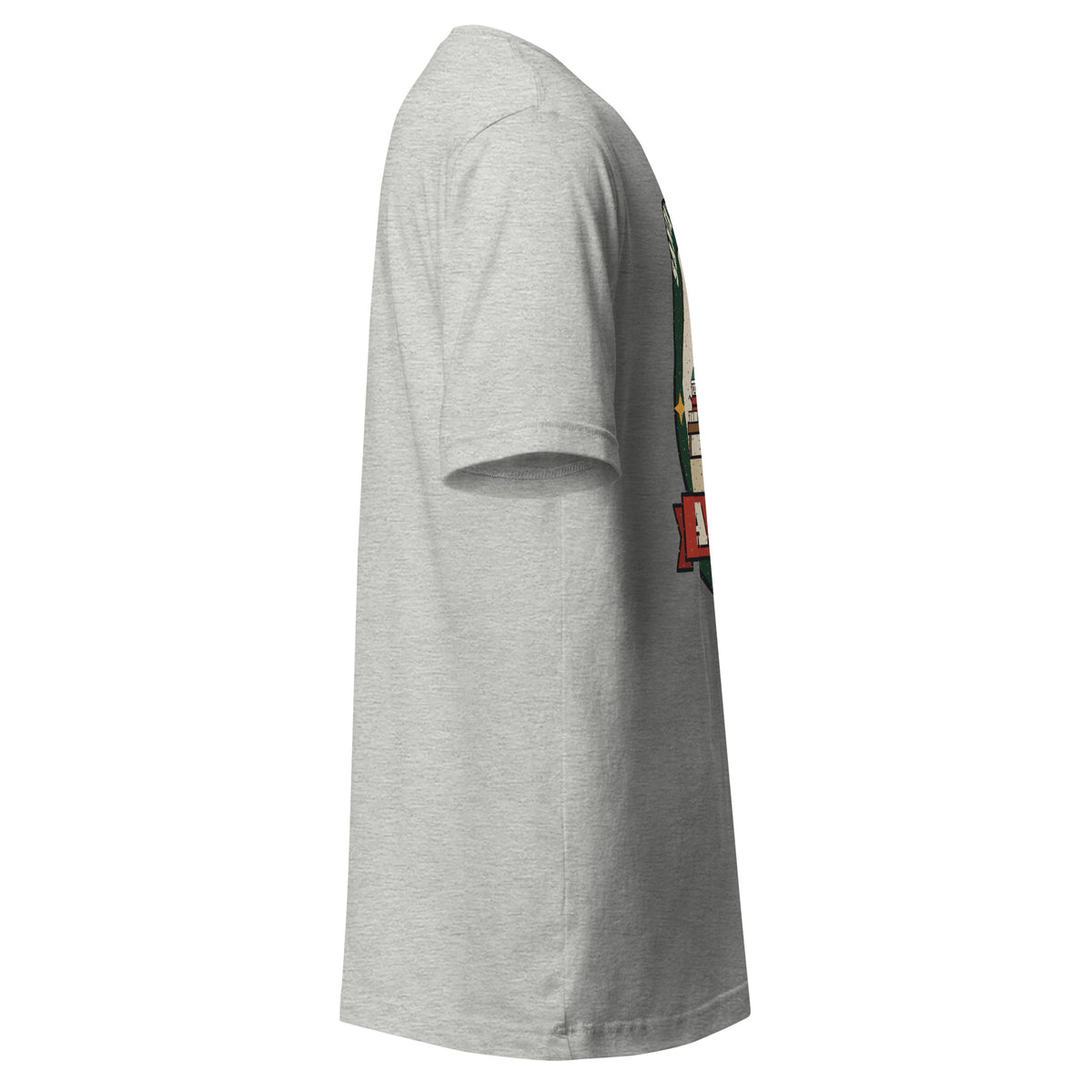 Santa's Little Agents Christmas AI tee, athletic heather, right side view