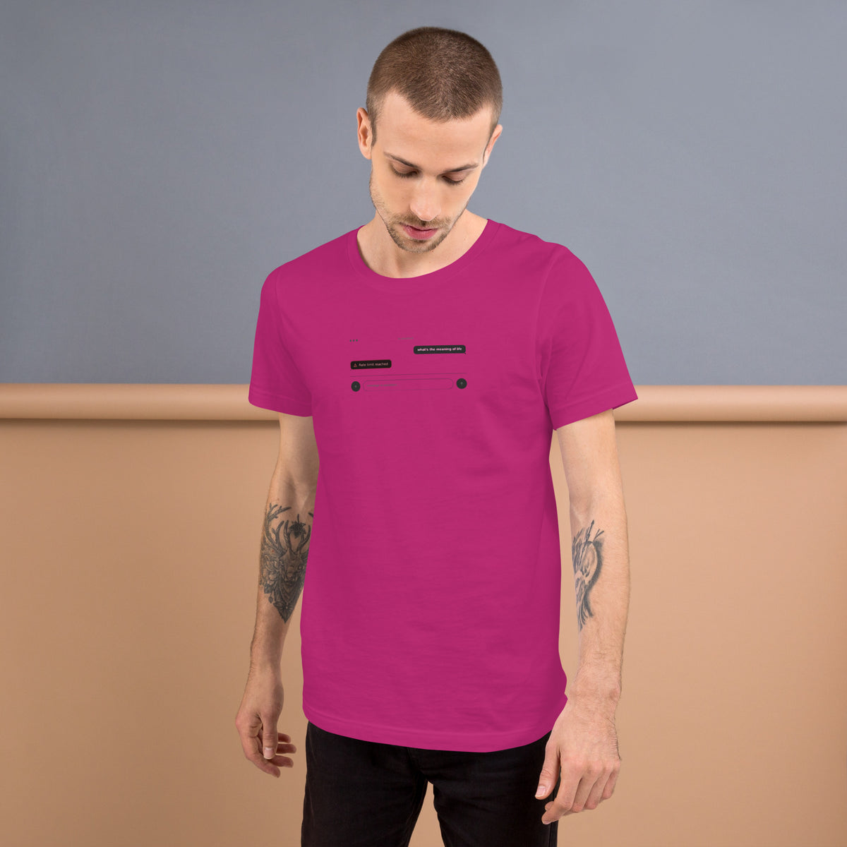 Ai Rate Limit Reached Unisex t-shirt funny AI tee for developers, Berry, front view