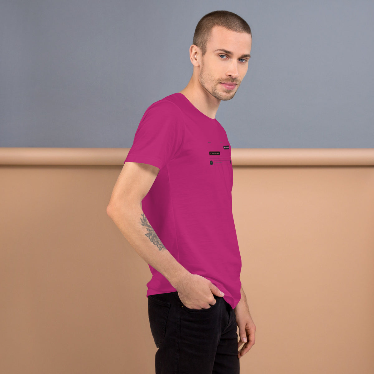 Ai Rate Limit Reached Unisex t-shirt funny AI tee for developers, Berry, right side view