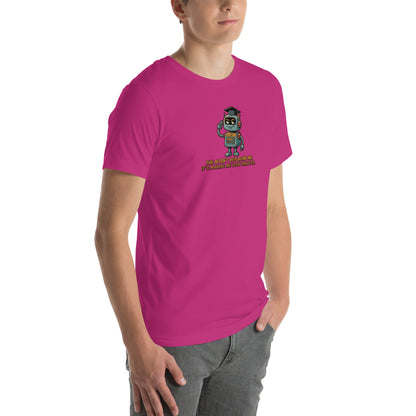 Ai Isn't Replacing Me Unisex t-shirt funny AI anxiety tee, Berry, right-front angle view