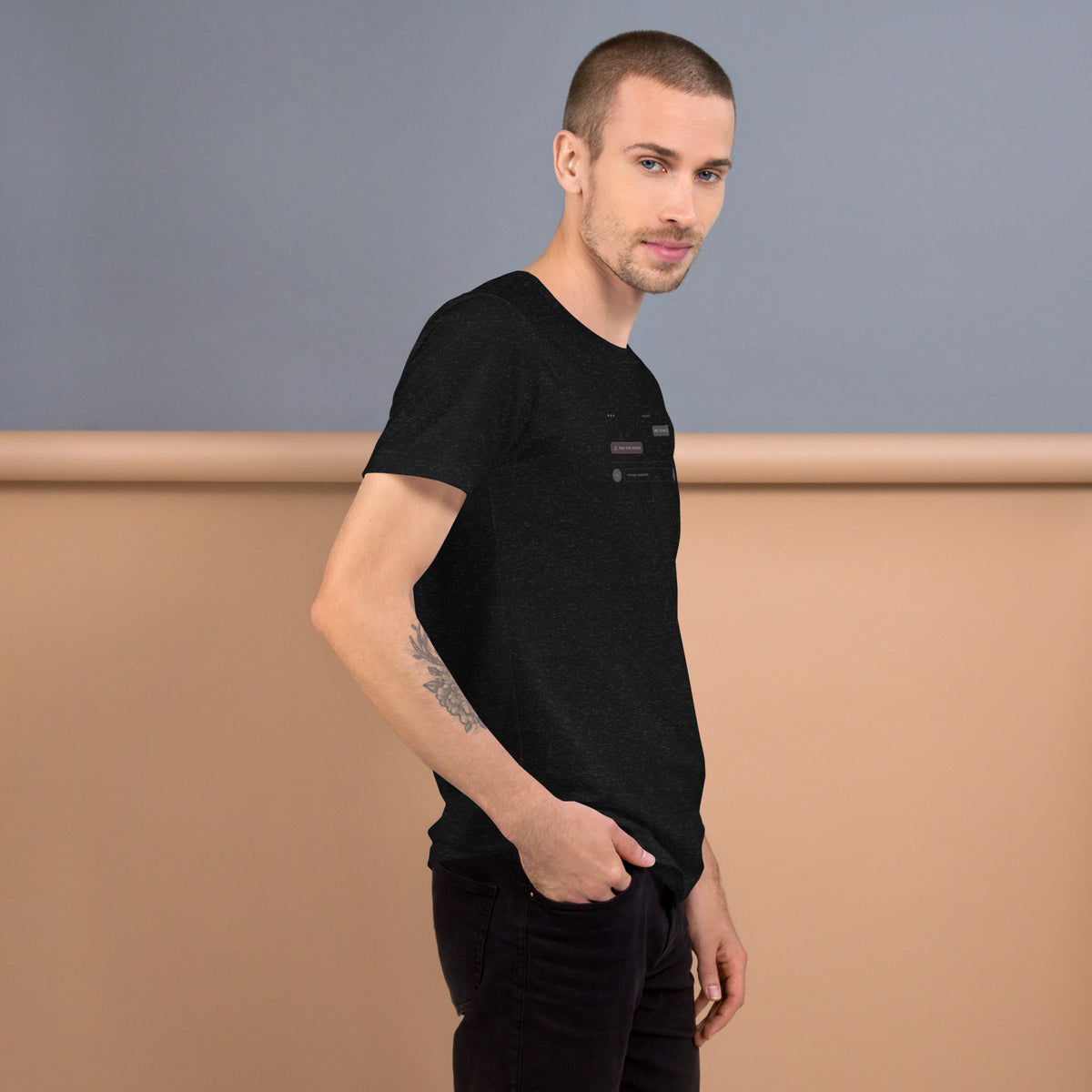 Ai Rate Limit Reached Unisex t-shirt funny AI tee for developers, Black Heather, right side view