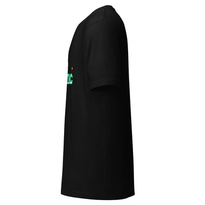 "Mood: Agentic" funny AI t-shirt in black, left side view