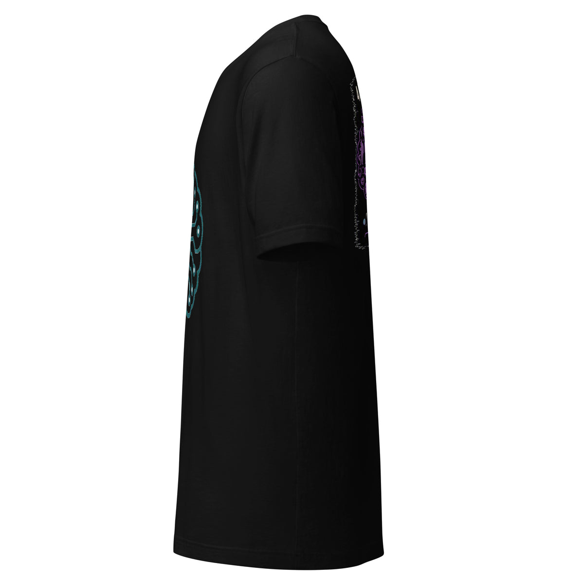 4 Humans 6 Bots 1 Shared Brain AI t-shirt, black, left side view