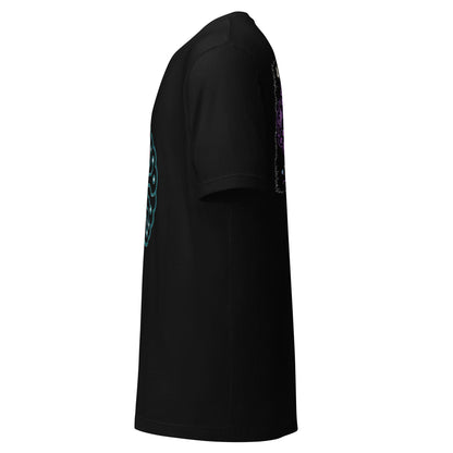 4 Humans 6 Bots 1 Shared Brain AI t-shirt, black, left side view