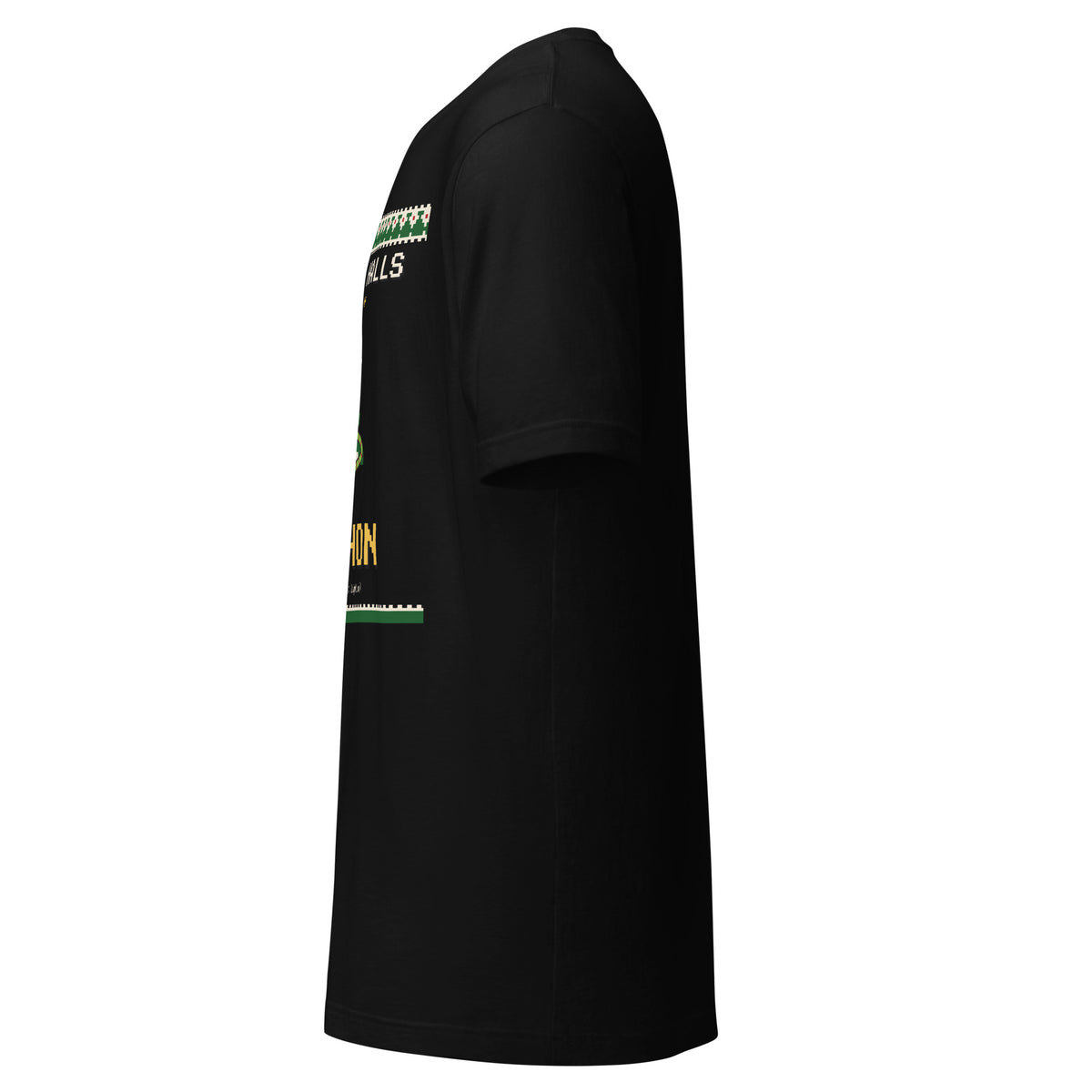Deck the Halls with Lines of Python ugly Christmas sweater tee, black, left side view