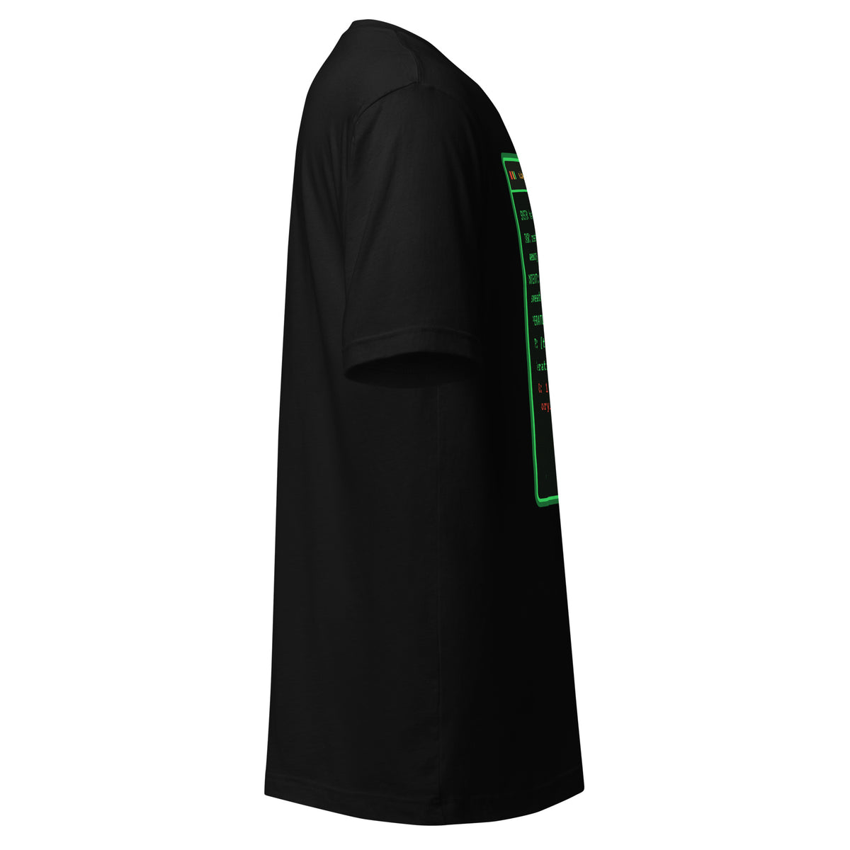 System Prompt retro terminal Christmas tee, black, right side view