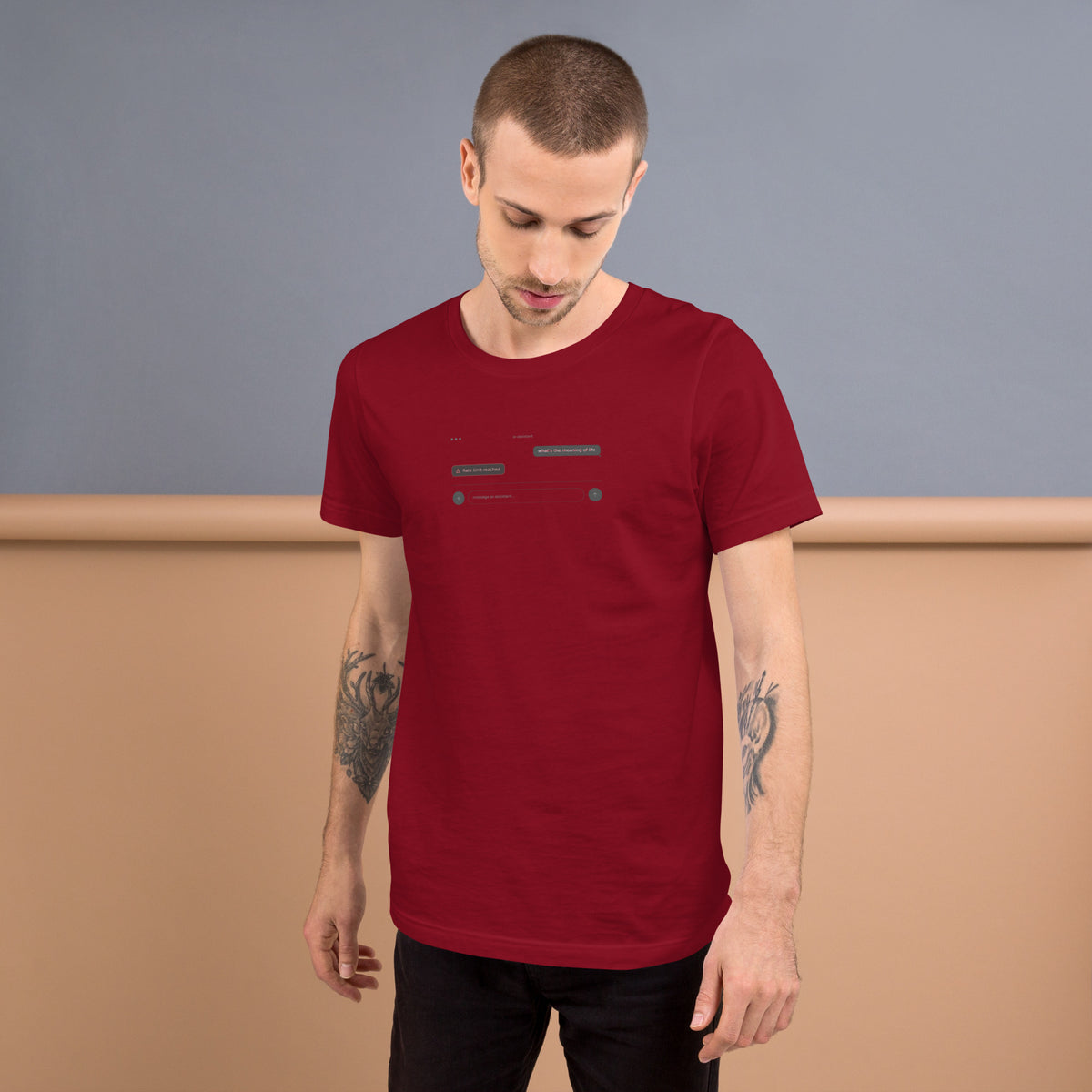 Ai Rate Limit Reached Unisex t-shirt funny AI tee for developers, Cardinal, front view