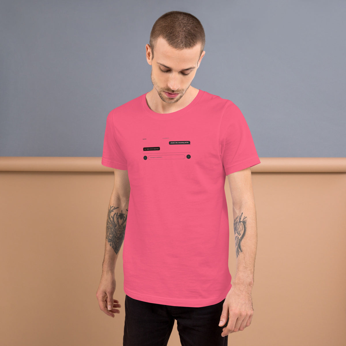 Ai Rate Limit Reached Unisex t-shirt funny AI tee for developers, Charity Pink, front view