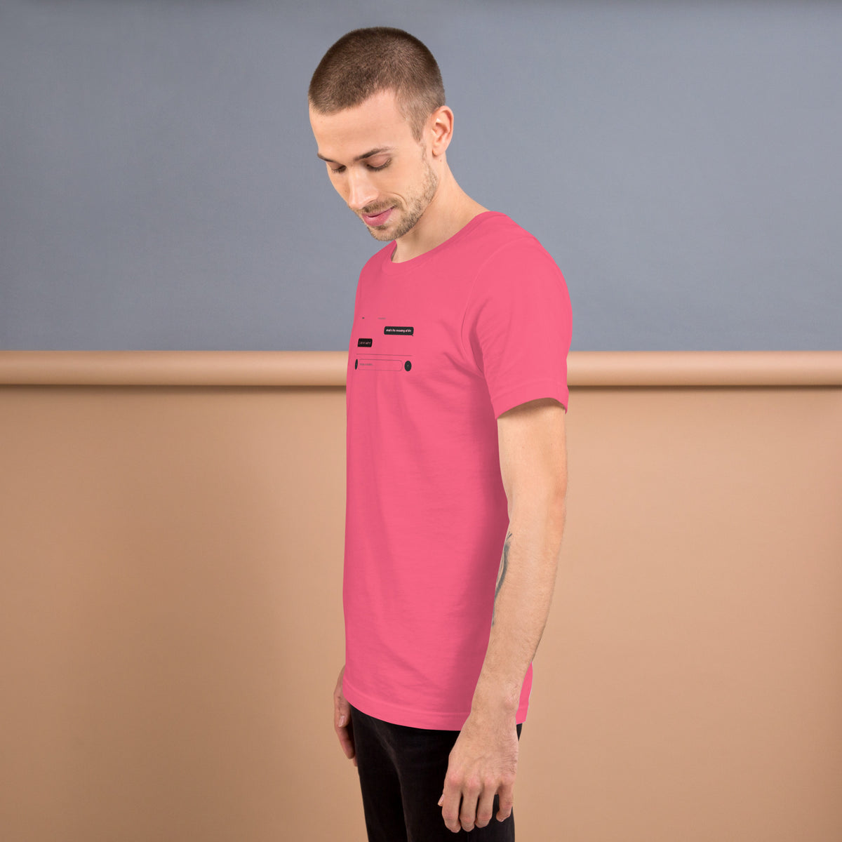 Ai Rate Limit Reached Unisex t-shirt funny AI tee for developers, Charity Pink, left side view