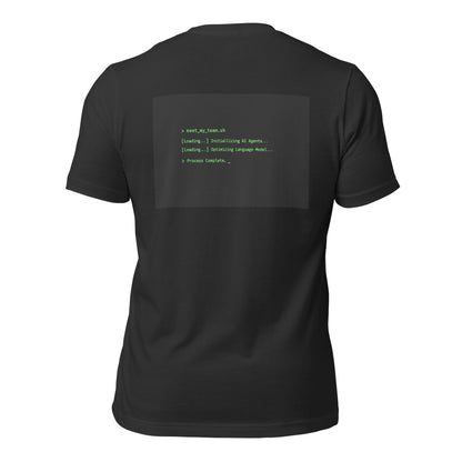 Ai Agent Shirt - Meet My Team funny AI agents t-shirt, Dark Grey, back design - funny sysadmin terminal script joke about managing a team of AI agents