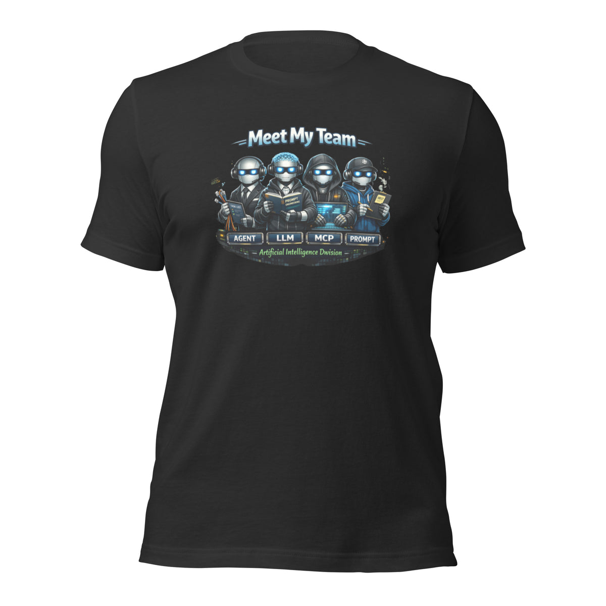 Ai Agent Shirt - Meet My Team funny AI agents t-shirt, Dark Grey, front view