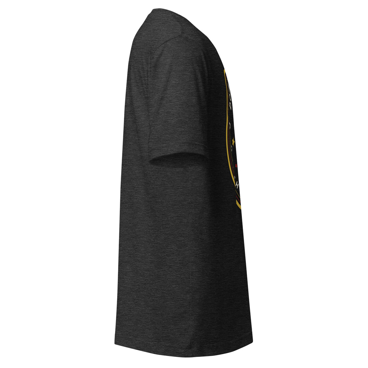 "You Down With MCP?" funny AI t-shirt in dark grey heather, right side view