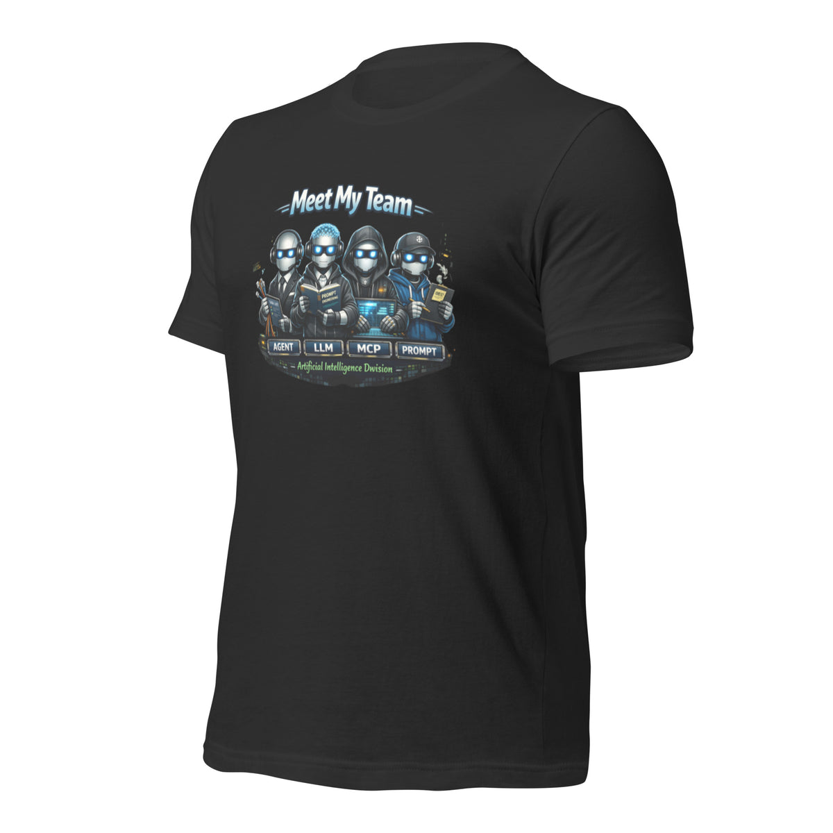Ai Agent Shirt - Meet My Team funny AI agents t-shirt, Dark Grey, left-front angle view