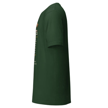12 Days of Agents varsity Christmas AI t-shirt, forest green, left side view