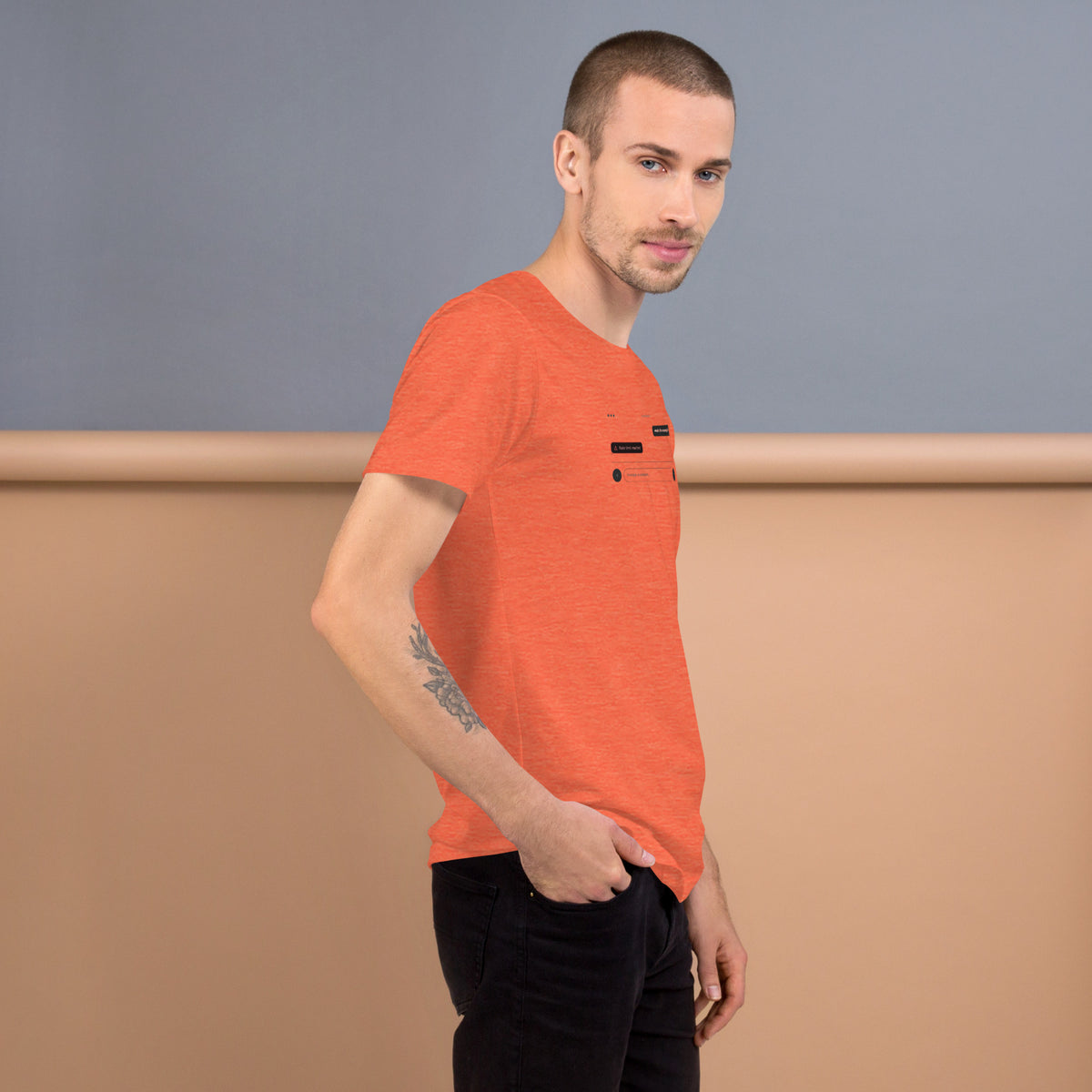 Ai Rate Limit Reached Unisex t-shirt funny AI tee for developers, Heather Orange, right side view