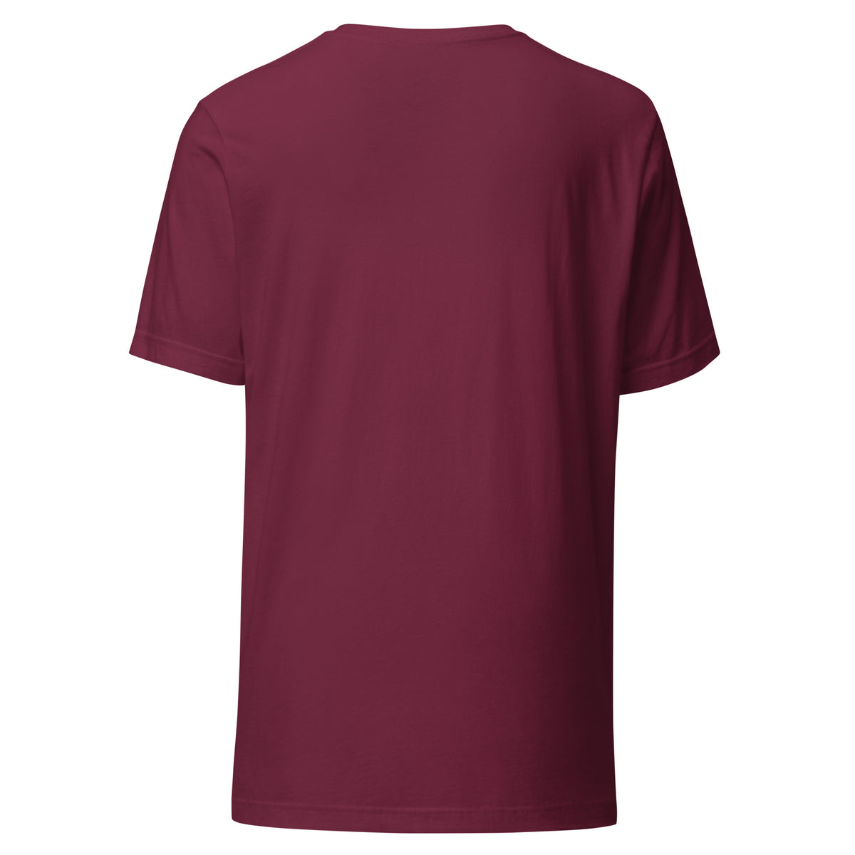 "Is This The Part Where The AI Takes Over?" funny AI t-shirt in maroon, back view