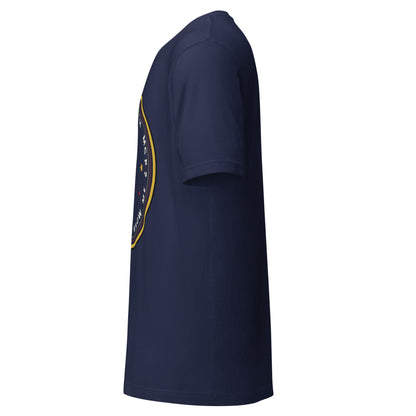 "You Down With MCP?" funny AI t-shirt in navy, left side view