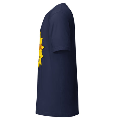 "I'm So Agentic, I Can't Contain Myself" funny AI t-shirt in navy, left side view