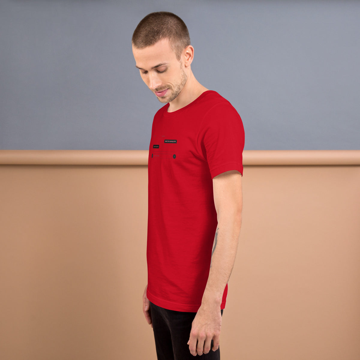 Ai Rate Limit Reached Unisex t-shirt funny AI tee for developers, Red, left side view