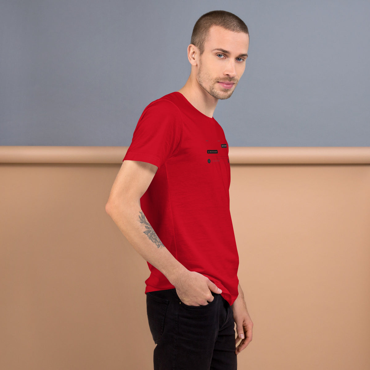 Ai Rate Limit Reached Unisex t-shirt funny AI tee for developers, Red, right side view