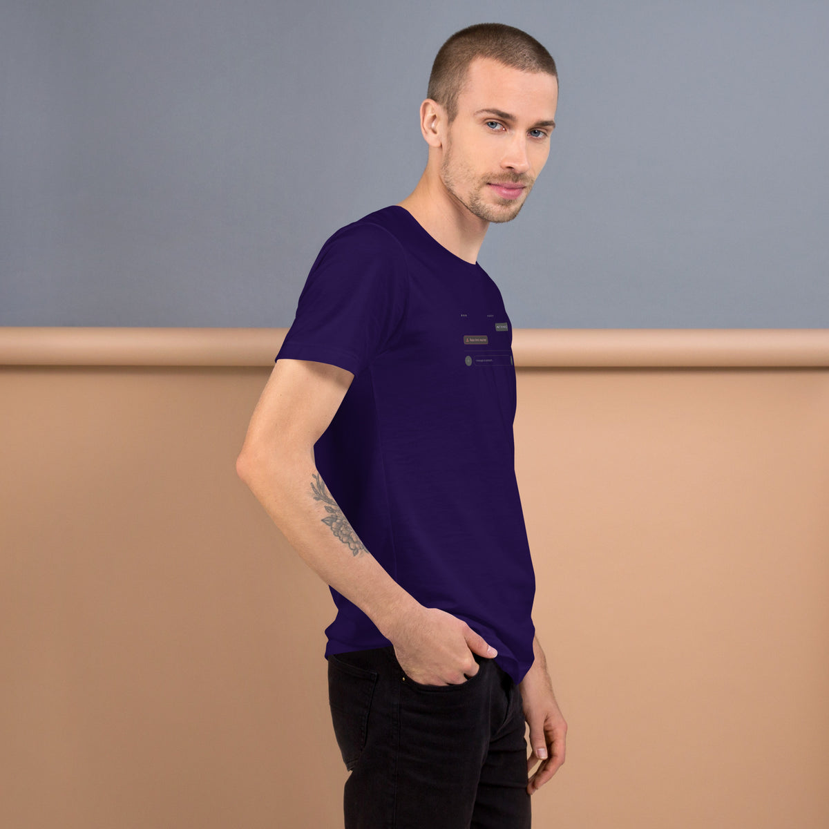 Ai Rate Limit Reached Unisex t-shirt funny AI tee for developers, Team Purple, right side view