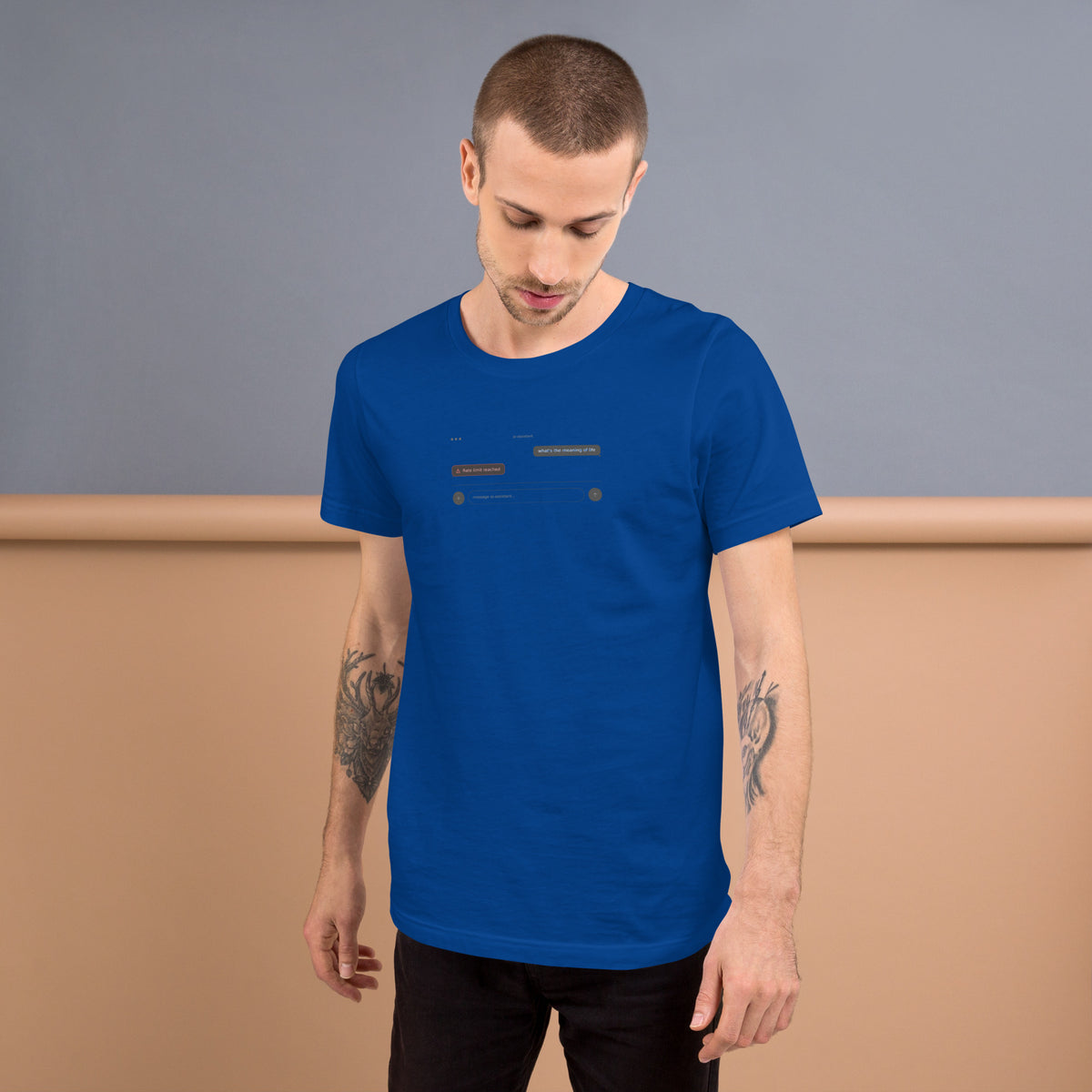 Ai Rate Limit Reached Unisex t-shirt funny AI tee for developers, True Royal, front view