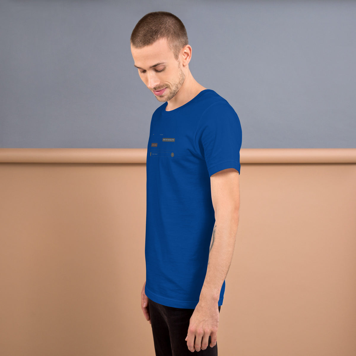 Ai Rate Limit Reached Unisex t-shirt funny AI tee for developers, True Royal, left side view