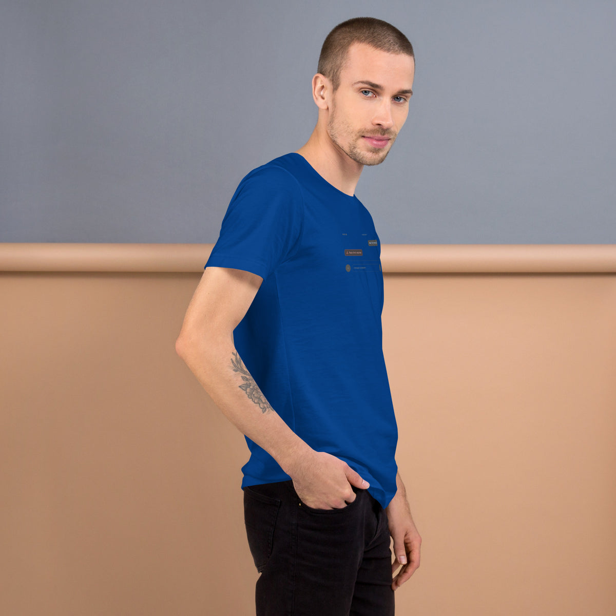 Ai Rate Limit Reached Unisex t-shirt funny AI tee for developers, True Royal, right side view