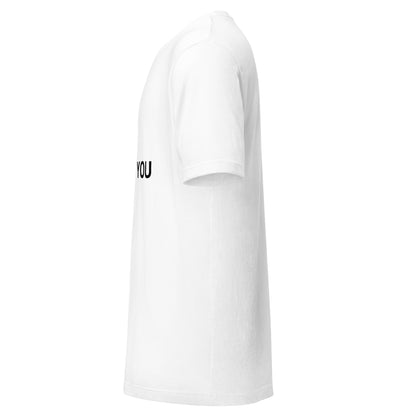 "Pr*mpt You" funny AI t-shirt in white, left side view