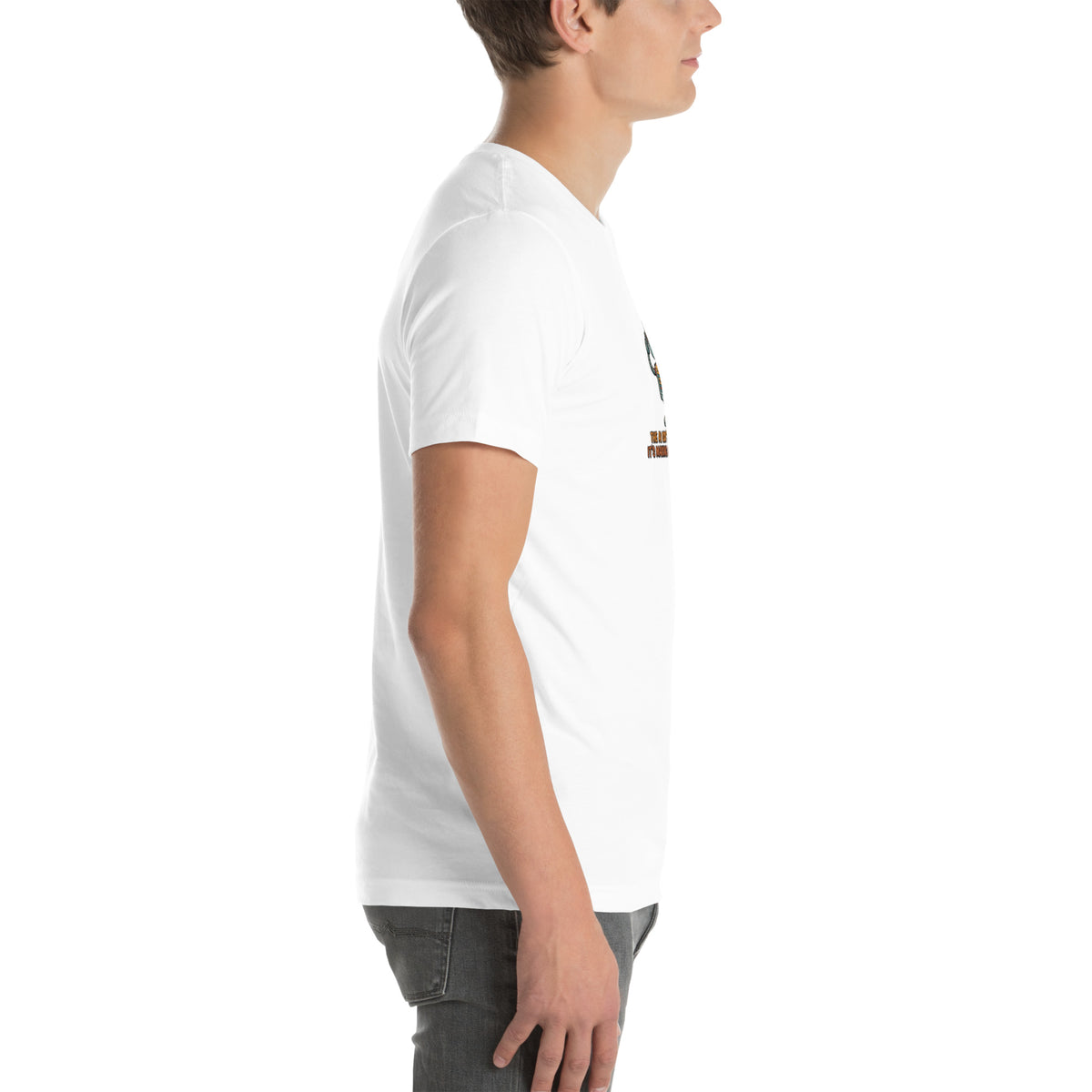 Ai Isn't Replacing Me Unisex t-shirt funny AI anxiety tee, White, right side view